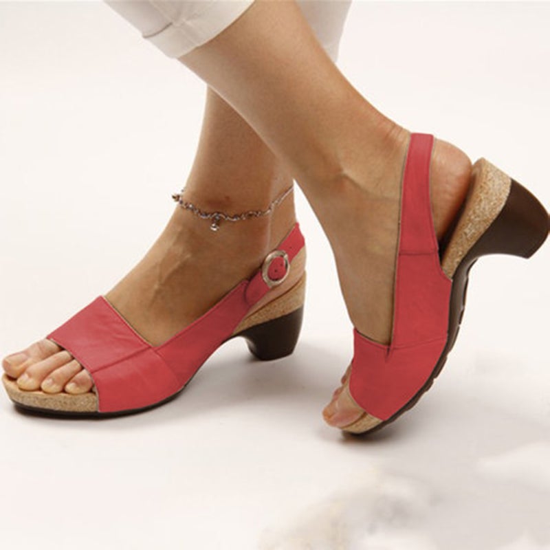Independent Station Foreign Trade New 2020 Autumn Fish Mouth Toe Beach Women's Sandals Large Size Women's Shoes red 36 - Image 1