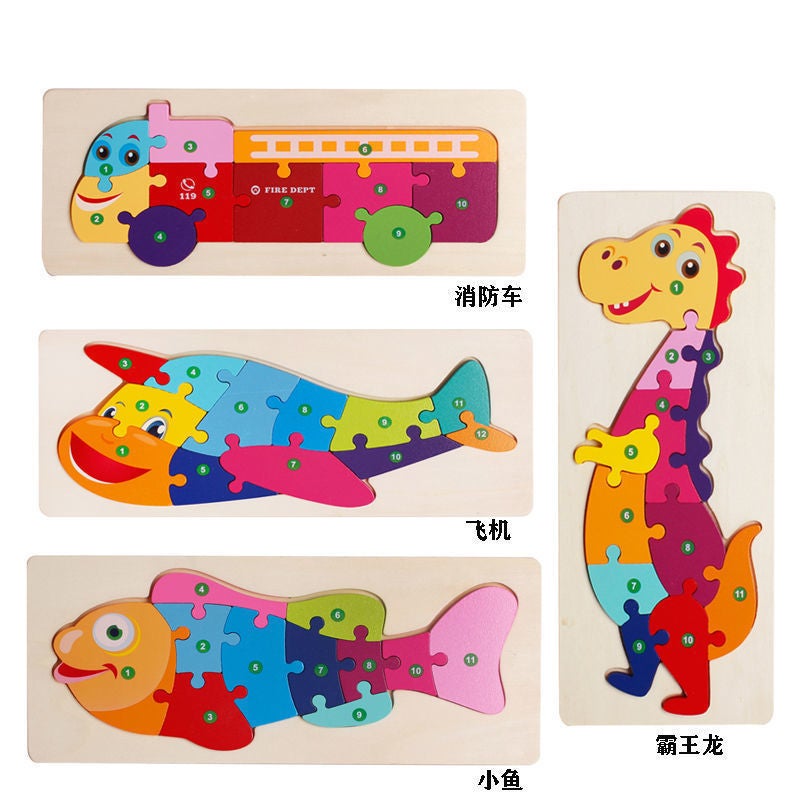 Infant Puzzle Toy Wooden Three-Dimensional Building Blocks Digital Assembly Early Education Children Baby 2-5 Years Old 3 Boys And Girls - Image 4