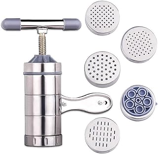 Hovico Hovico Press Pasta Machine,Stainless Steel Manual Noodles,5 Interchangeable Discs for Fine,Professional Fresh Pasta  - Image 1