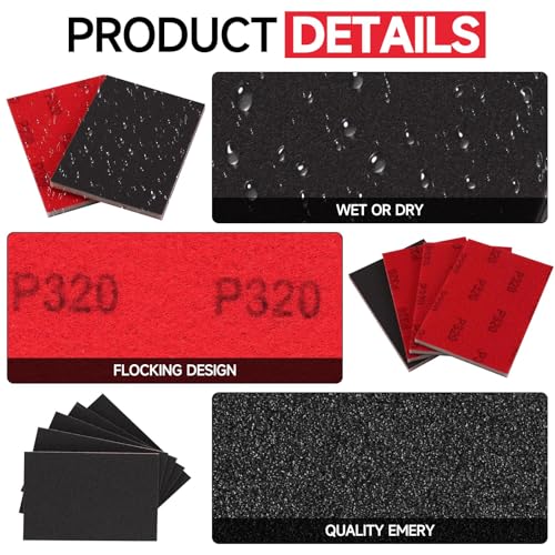 Shineboc 48 Pcs 3 x 4 Inch 180-3000 Grit Sanding Sponge Set, Ultra Fine Sanding Sponges Pads, Soft Foam Hand Sander Block Wet Dry Sandpaper for Model Drywall Metal Wood Furniture Polishing - Image 3