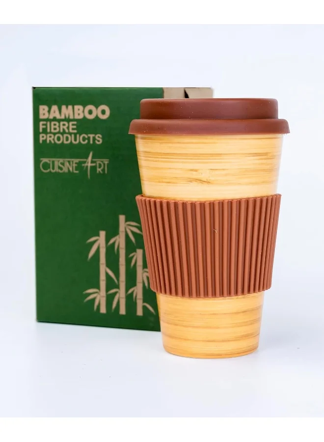 Cuisine Art - Florence - Eco-Friendly Bamboo Fibre Reusable Travel Coffee Mug With Silicon Lid 383Ml
