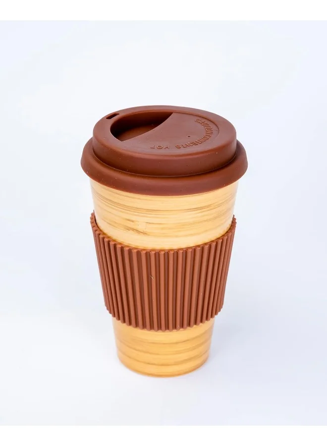 Cuisine Art - Florence - Eco-Friendly Bamboo Fibre Reusable Travel Coffee Mug With Silicon Lid 383Ml