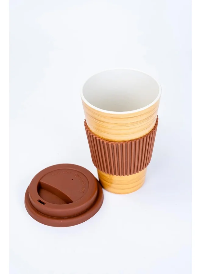 Cuisine Art - Florence - Eco-Friendly Bamboo Fibre Reusable Travel Coffee Mug With Silicon Lid 383Ml