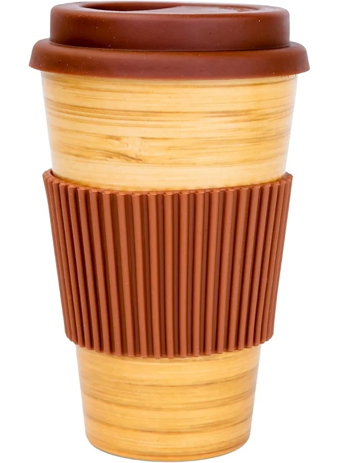 Cuisine Art - Florence - Eco-Friendly Bamboo Fibre Reusable Travel Coffee Mug With Silicon Lid 383Ml