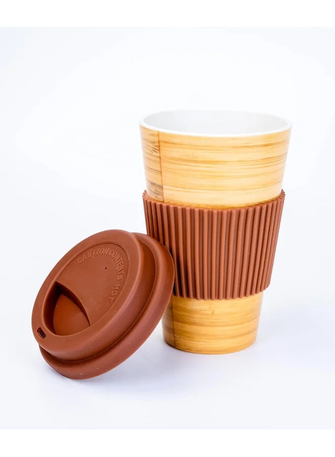 Cuisine Art - Florence - Eco-Friendly Bamboo Fibre Reusable Travel Coffee Mug With Silicon Lid 383Ml