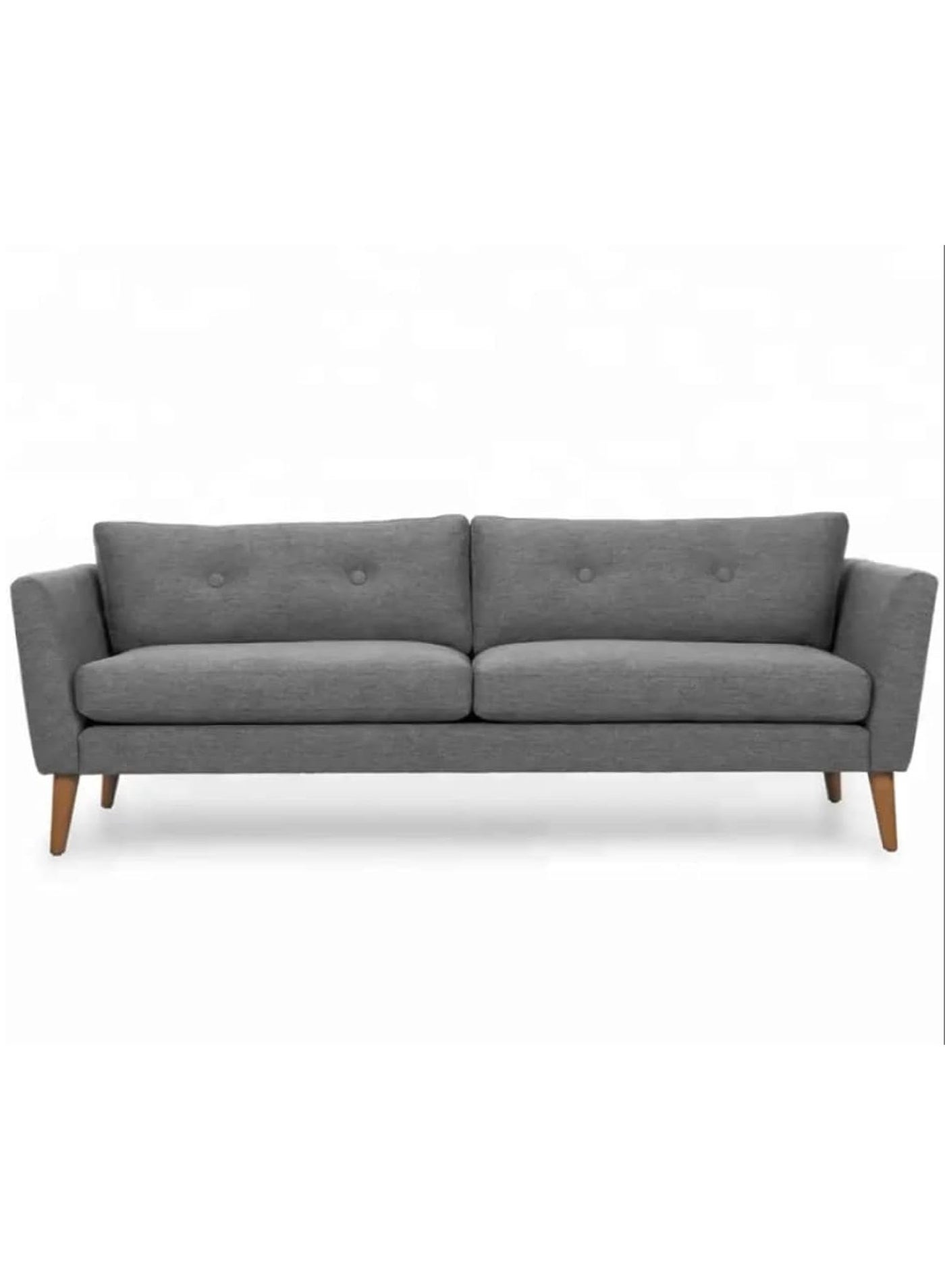 Lota Modern Luxurious Upholstered Fabric Home + Office Sofa Modern Lounge Spot Contemporary Style Couch Cherry-Stained Wood Legs 3 seater (GREY)