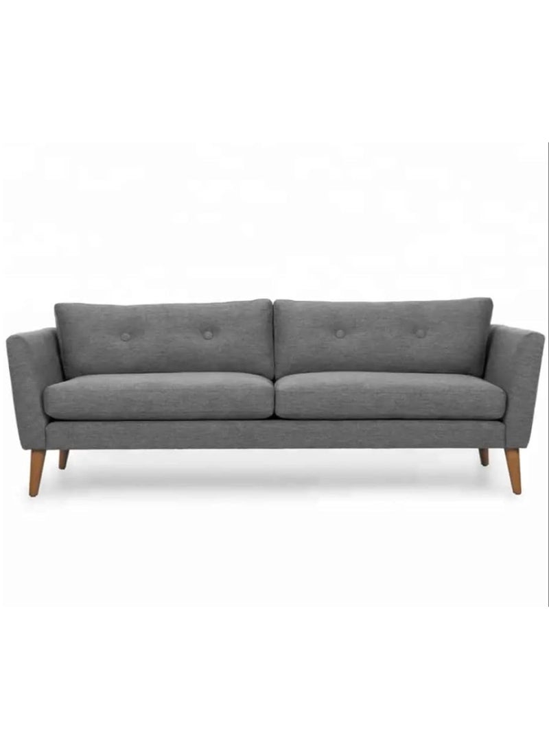 Lota Modern  Luxurious  Upholstered Fabric Home + Office Sofa Modern Lounge Spot Contemporary Style Couch Cherry-Stained Wood Legs 3 seater (GREY)