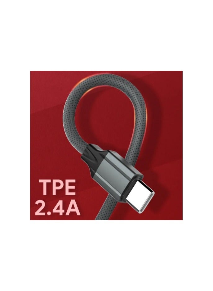 "Original Type C Cable to USB - Fast Charging Data Cable 2.4A, Compatible with Samsung, Realme, Xiaomi - Anti Bending Design" - Image 3