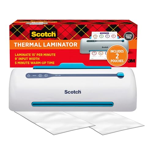 Scotch PRO TL906 Thermal Laminator, 1 Laminating Machine, White/Blue, Laminate Recipe Cards, Photos and Documents, for Home, Office or School Supplies, 9 in. - Image 1