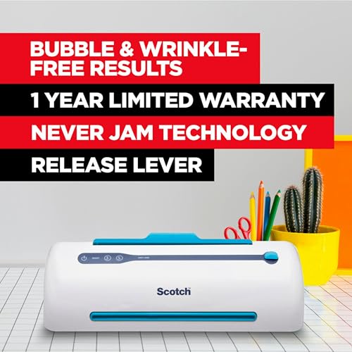 Scotch PRO TL906 Thermal Laminator, 1 Laminating Machine, White/Blue, Laminate Recipe Cards, Photos and Documents, for Home, Office or School Supplies, 9 in. - Image 2
