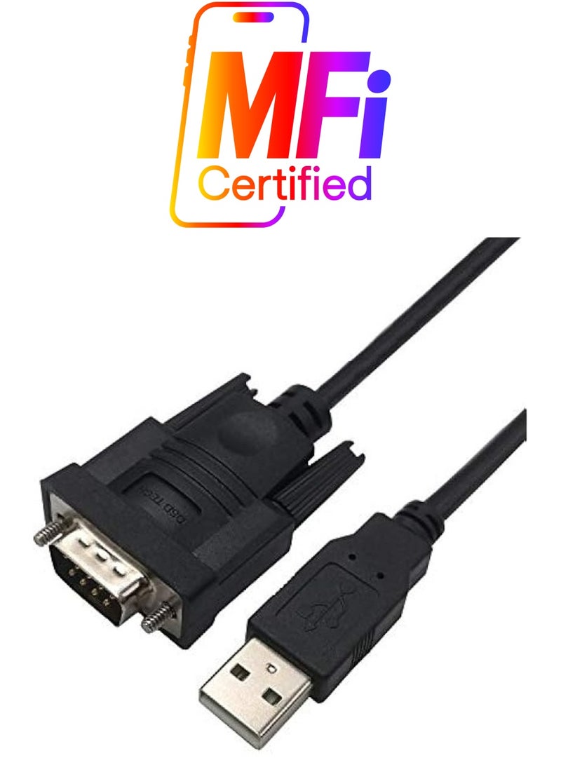 erorex USB to RS232 DB9 Serial Adapter Cable with FTDI FT232 Chip for Windows, Linux, Mac OS (5.9 FT/1.8 M) - Image 1