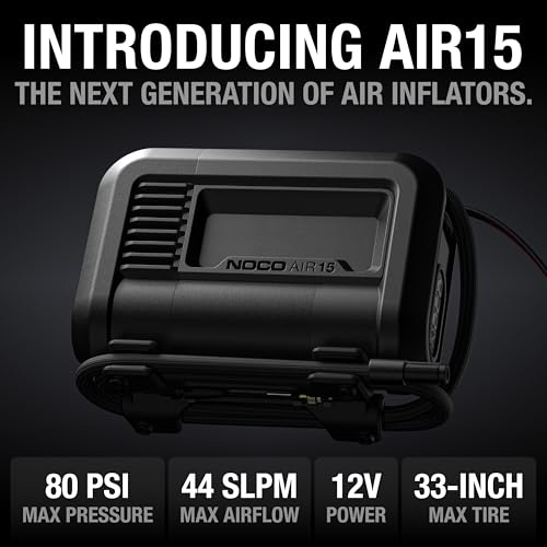 NOCO AIR15: مضخة هواء محمولة بسرعة فائقة 15A - ضاغط هواء 12V، أقصى ضغط 80 PSI - تدفق هواء 44 SLPM ينفخ من 0 إلى 40 PSI في 2.9 دقيقة - مقياس رقمي + إيقاف تلقائي - Image 2