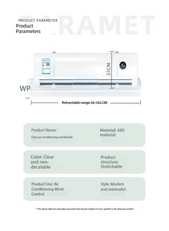 CityRiya-Long Air Conditioner Deflector Air Conditioning Wind Shield, Split Ac Adjustable Flow Deflector Preventing Ac From Blowing Directly, For Home Office Retractable Ac Windshield (Transparent front hanging)  - Image 2