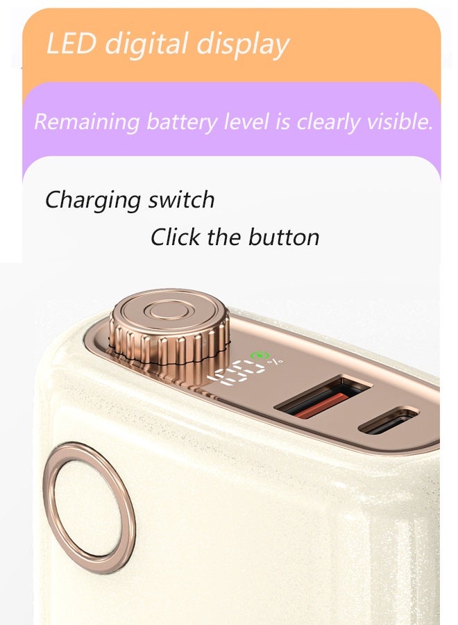 Kelesa 10000mAh Power Bank，SuperMini Portable Charger ,22.5W fast charging, USB and Type-C  Input & Output，With dual data cables (L&C)for iPhone17/16/15/14 Series, Samsung, Huawei, Xiaomi, Redmi, Vivo, Oppo, iPad, Apple Watch，Pink. - Image 4