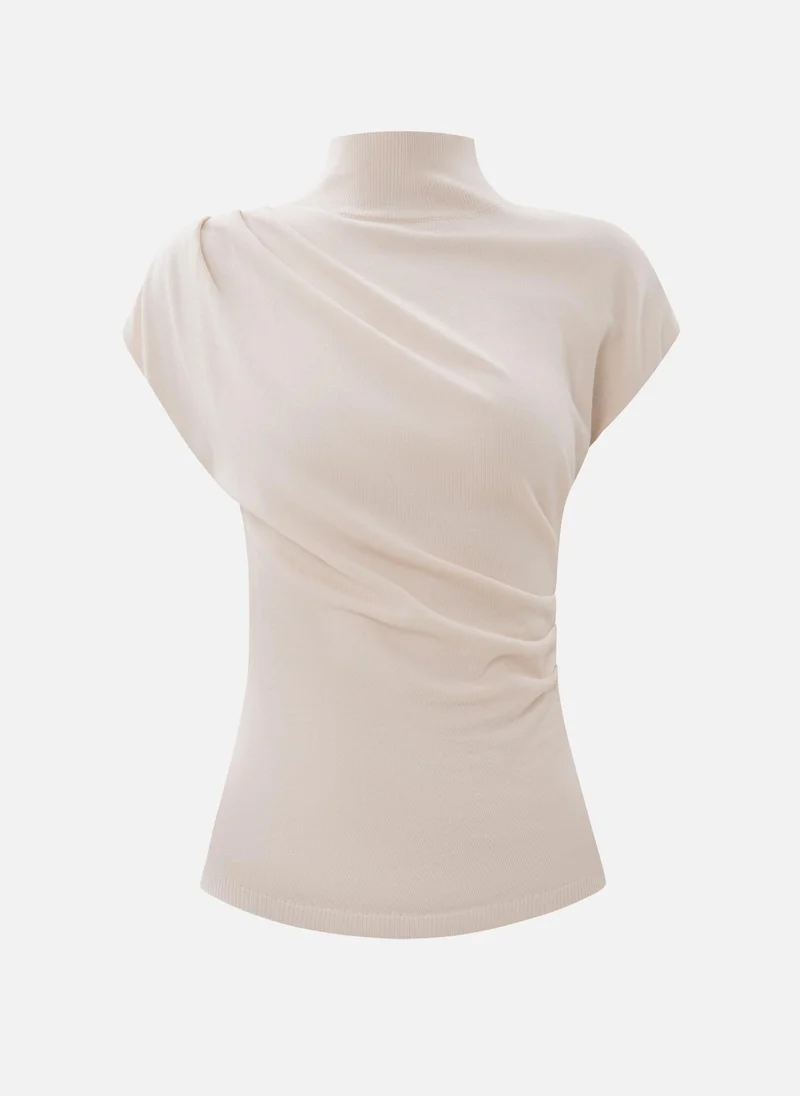 Lichi Sleeveless knitted top with pleats at the shoulder