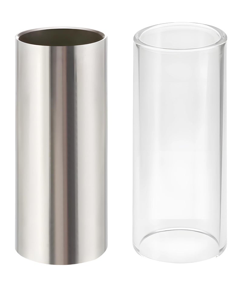 Indusoire 2 Pcs Guitar Slide Set, Guitar Accessories, Guitar Slide Ring and Bottleneck Slide for Electric and Acoustic Guitar, (silvery) - Image 1
