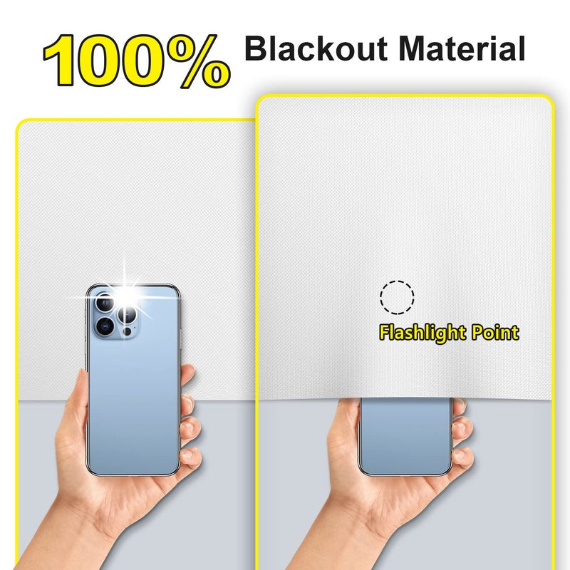 FADOTY Cuttable Blackout Shades Fabric Sheet, Blackout Curtains for Bedroom, Portable 100% Black Out Window Cover Film, No Drill Window Blinds, Sun Heat Light Blocker for Travel Media Dorm, 57'' W - Image 2