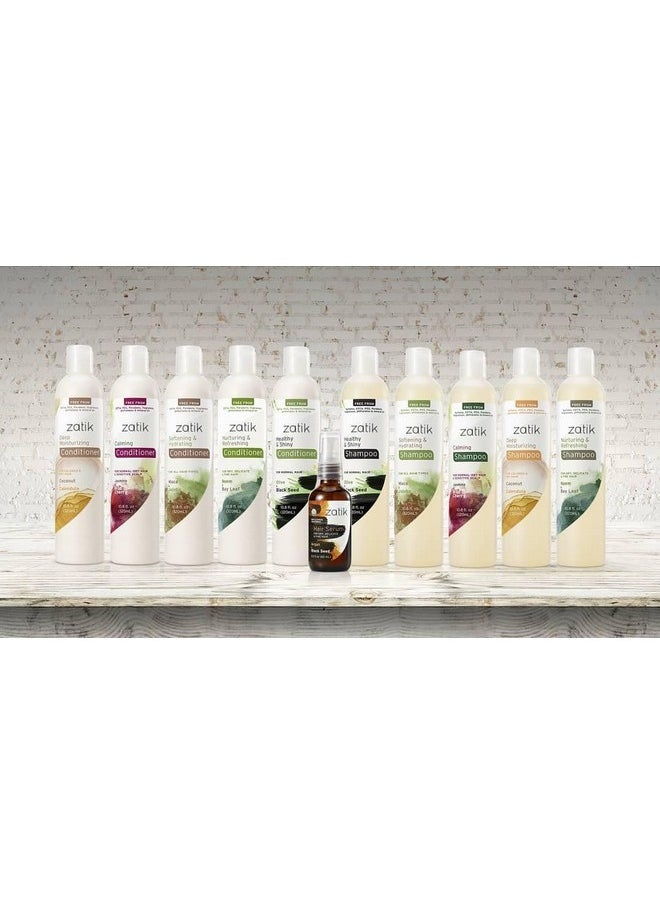 zatik - Naturals - Calming Shampoo + Conditioner Set, With Jasmine And Wild Cherry For Dandruff - Vegan Biodegradable, Ph Balanced, Free From Edta, Peg, Paraben, Phthalates, 10.8 Oz (One Each) - Image 1