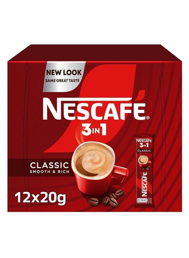 Nescafe 3 In1 Classic Instant Coffee 12 x 20g 240grams Single - Image 1