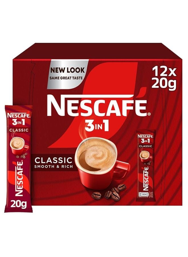Nescafe 3 In1 Classic Instant Coffee 12 x 20g 240grams Single - Image 2