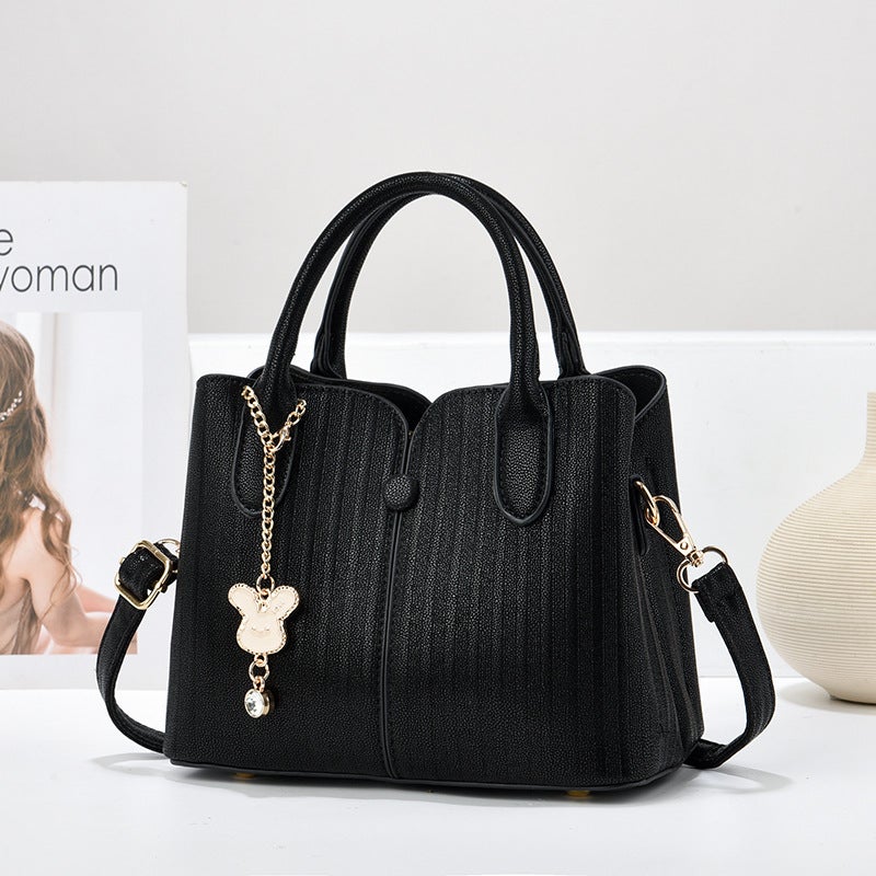 New Stitching Striped All-Match Handbag Fashion Women'S Bag High-Grade Sense Large Capacity Shoulder Crossbody Bag - Image 2
