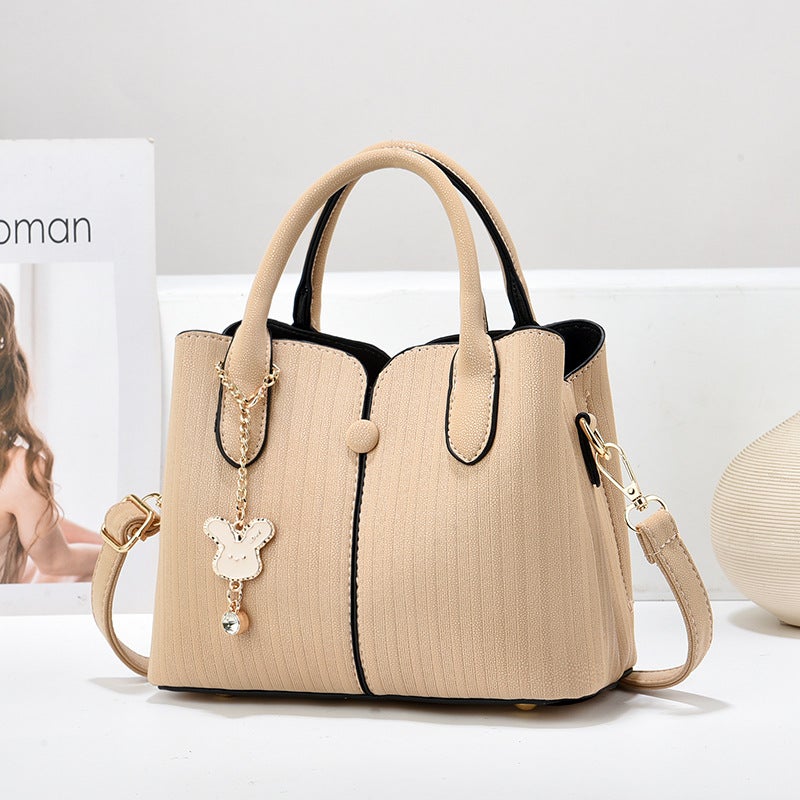 New Stitching Striped All-Match Handbag Fashion Women'S Bag High-Grade Sense Large Capacity Shoulder Crossbody Bag - Image 5