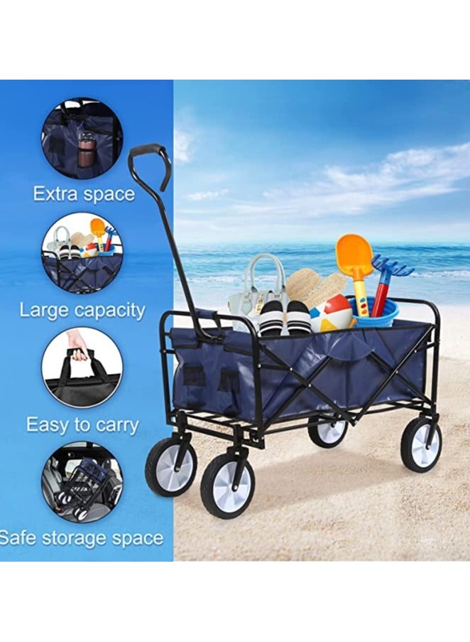 Generic Collapsible Wagon Portable Folding Utility Cart for Fishing Sports Blue  - Image 1