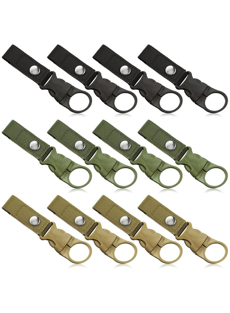 Hanging Bottle Buckle Clip Carabiner,Portable Mineral Water Bottle Ring Holder Keychain Belt Webbing Strap for Outdoor Camping Hiking Traveling (12PCS)  - Image 1