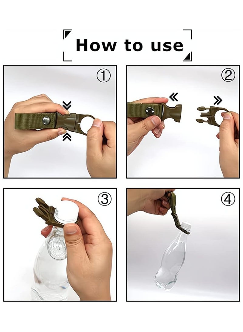 Hanging Bottle Buckle Clip Carabiner,Portable Mineral Water Bottle Ring Holder Keychain Belt Webbing Strap for Outdoor Camping Hiking Traveling (12PCS)  - Image 2