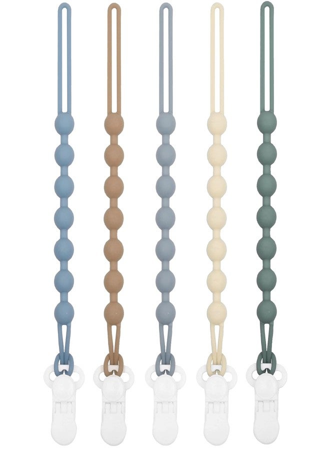 duludulu 5-Pack Silicone Pacifier Clip, One-Piece Silicone Pacifier Holder Clip for Boys & Baby Girl Binky Clips Rust-Free Holders Unisex Newborns Shower Birthday Gifts (Blue) - Image 1