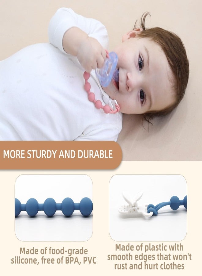 duludulu 5-Pack Silicone Pacifier Clip, One-Piece Silicone Pacifier Holder Clip for Boys & Baby Girl Binky Clips Rust-Free Holders Unisex Newborns Shower Birthday Gifts (Blue) - Image 3