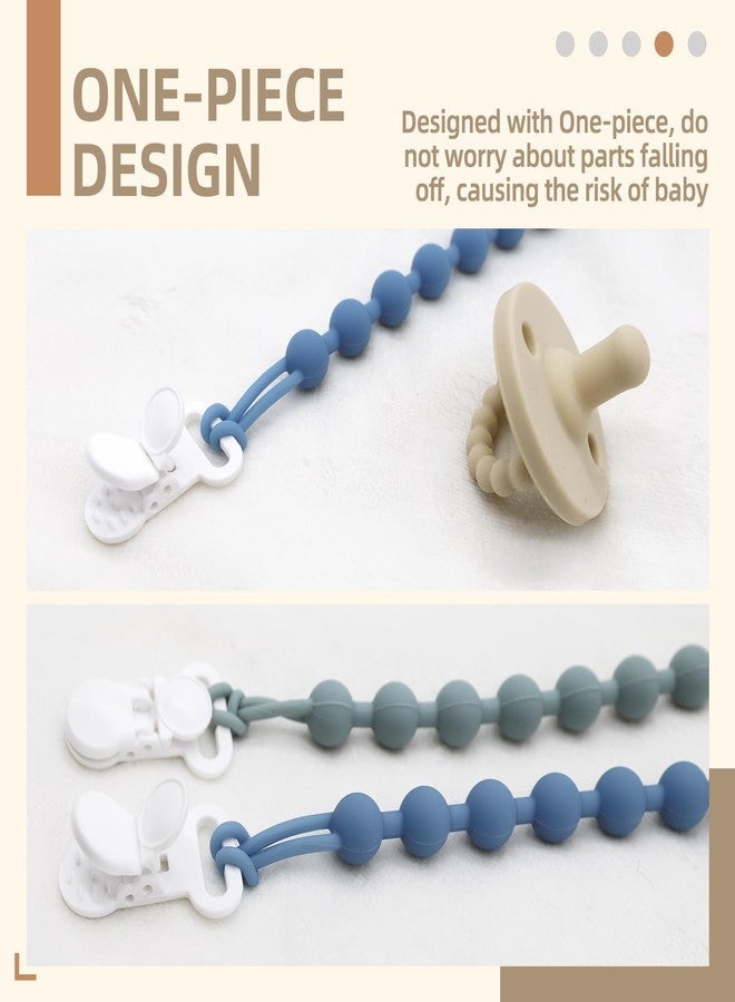 duludulu 5-Pack Silicone Pacifier Clip, One-Piece Silicone Pacifier Holder Clip for Boys & Baby Girl Binky Clips Rust-Free Holders Unisex Newborns Shower Birthday Gifts (Blue) - Image 4
