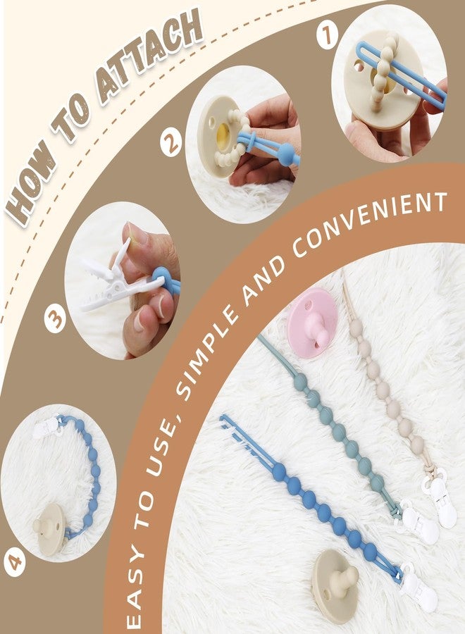 duludulu 5-Pack Silicone Pacifier Clip, One-Piece Silicone Pacifier Holder Clip for Boys & Baby Girl Binky Clips Rust-Free Holders Unisex Newborns Shower Birthday Gifts (Blue) - Image 5