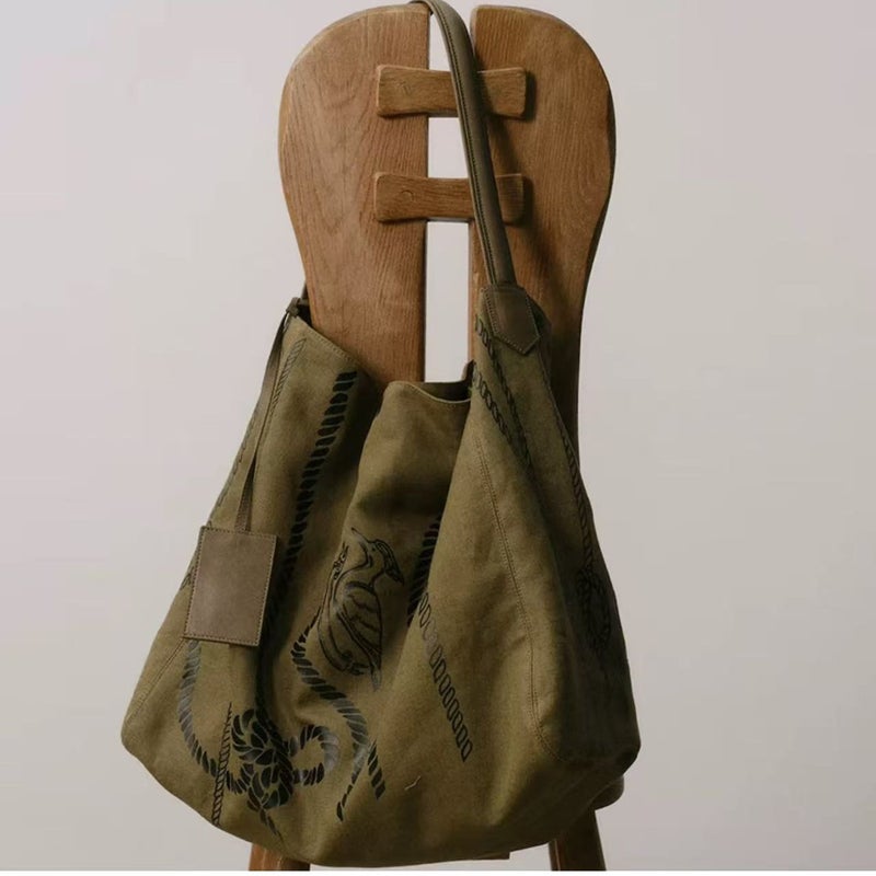 Women's Vintage Canvas Shoulder Bag - Image 4