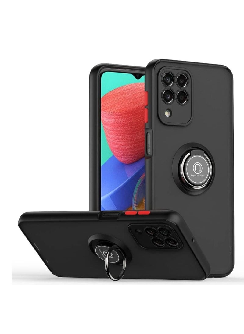 Raxoom ELTRAZONE Full Body Protective Case for Samsung Galaxy M32-4G â€“ Black, 360Â° Magnetic Ring Kickstand, Shockproof, Anti-Fingerprint - Image 1