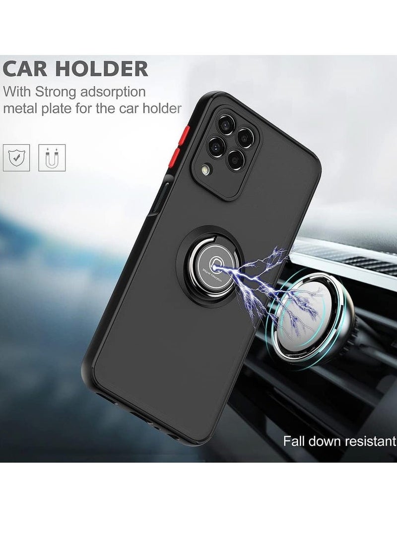 Raxoom ELTRAZONE Full Body Protective Case for Samsung Galaxy M32-4G â€“ Black, 360Â° Magnetic Ring Kickstand, Shockproof, Anti-Fingerprint - Image 4