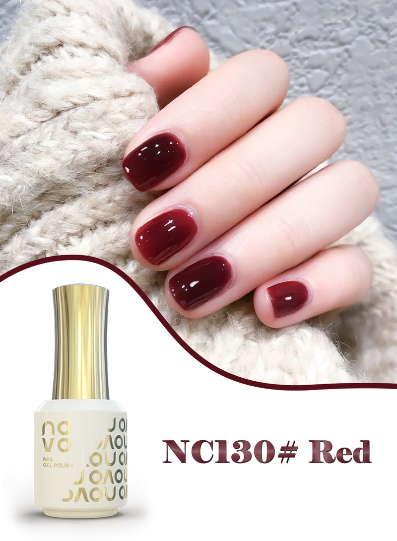 Novo Gel Nail Polish, Sheer Nude Gel Nail, UV & LED Cured Quick Dry, Long-Lasting Gel Polish for DIY Manicure, Nail Art at Home or Salon 12ml-NC130# Red - Image 2
