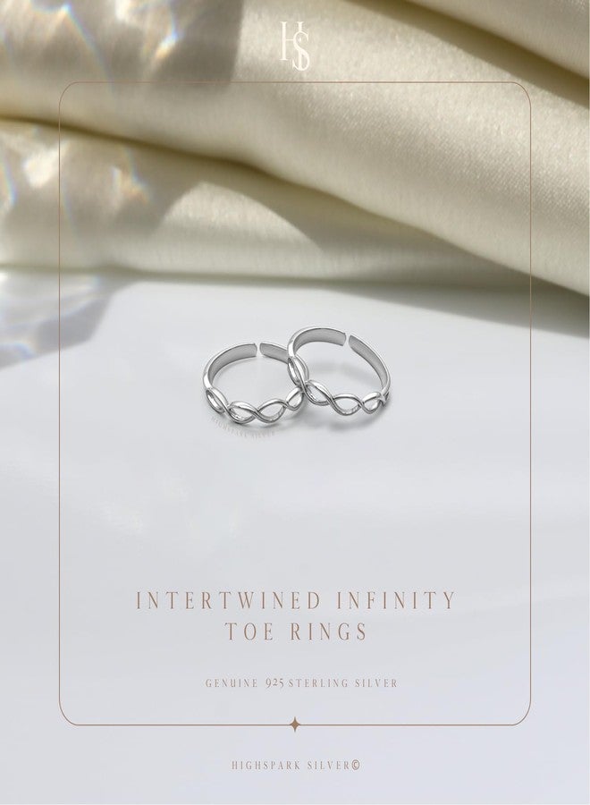HighSpark 92.5 Sterling Silver Toe Rings for Women | 92.5 Sterling Silver Adjustable Contemporary Style & Stunning Shine | Lovely Gift - Design 2 - Image 3