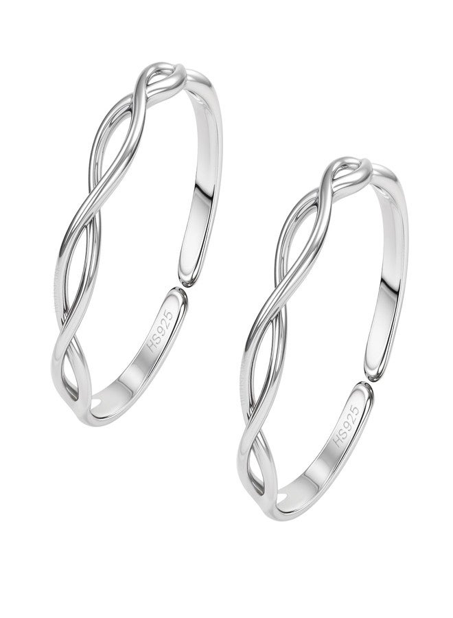 HighSpark 92.5 Sterling Silver Toe Rings for Women | 92.5 Sterling Silver Adjustable Contemporary Style & Stunning Shine | Lovely Gift - Design 2 - Image 1