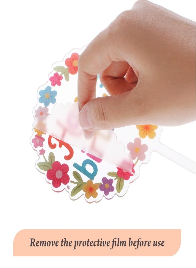 كوكو لاند زينة كعكة عيد ميلاد من كوكولاند - قطعة واحدة من زينة كعكة الأكريليك الملونة على شكل زهرة الأقحوان لحفلات استقبال المولود الجديد ومستلزمات حفلات أعياد الميلاد - Image 3