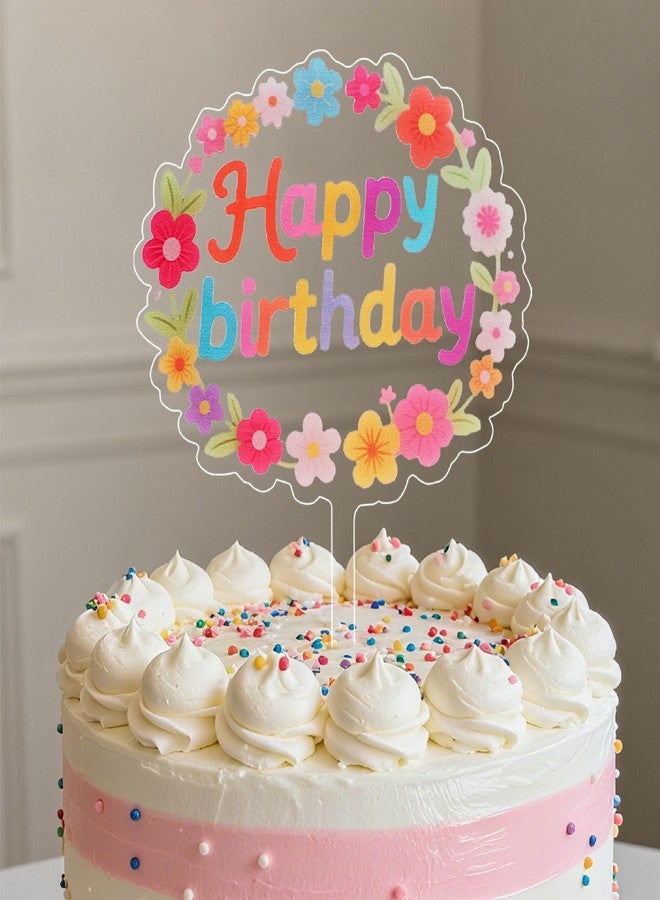 كوكو لاند زينة كعكة عيد ميلاد من كوكولاند - قطعة واحدة من زينة كعكة الأكريليك الملونة على شكل زهرة الأقحوان لحفلات استقبال المولود الجديد ومستلزمات حفلات أعياد الميلاد - Image 1