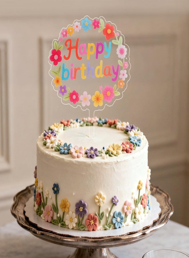 كوكو لاند زينة كعكة عيد ميلاد من كوكولاند - قطعة واحدة من زينة كعكة الأكريليك الملونة على شكل زهرة الأقحوان لحفلات استقبال المولود الجديد ومستلزمات حفلات أعياد الميلاد - Image 5