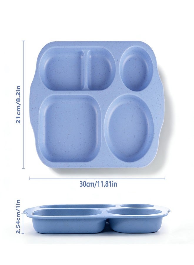 falichchch Wheat Straw Plates 9 Pack, 5-Compartment Divided Trays, Unbreakable Dishwasher Safe, 13.5" Serving Plates - Image 3