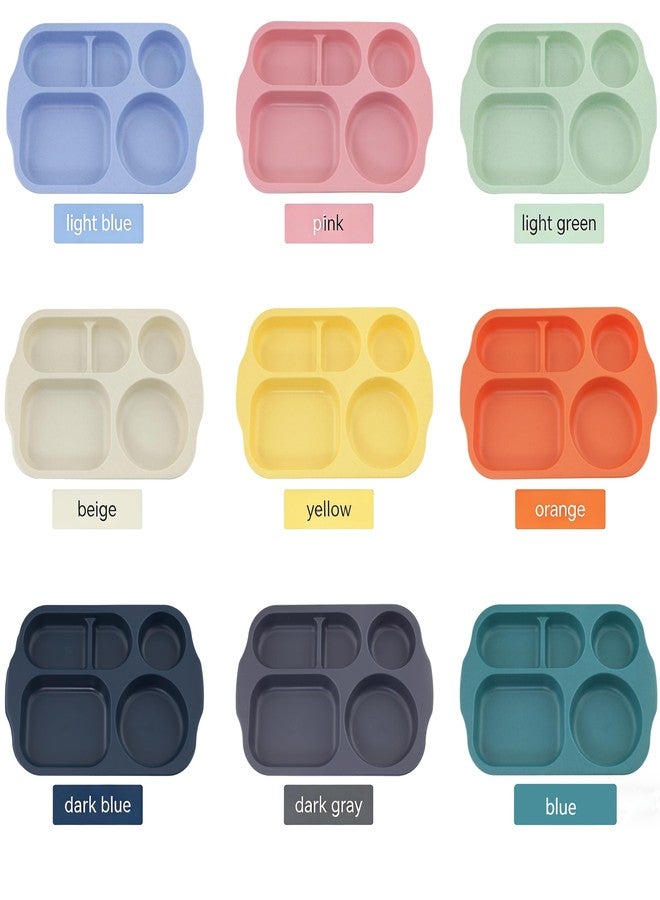 falichchch Wheat Straw Plates 9 Pack, 5-Compartment Divided Trays, Unbreakable Dishwasher Safe, 13.5" Serving Plates - Image 2