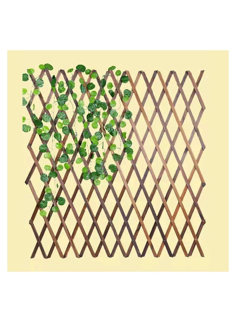 LINGWEI Natural Wooden Lattice Willow Fence Portable Expanding Wicker Wooden Trellis For Home Garden Villa Outdoor Decoration (105cm) - Image 1