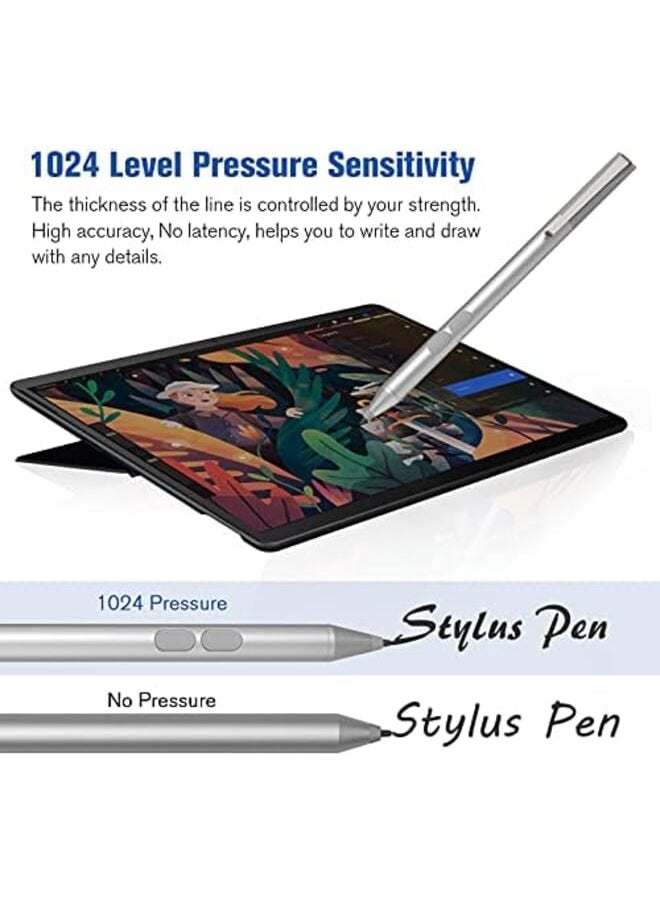 iafer - Stylus Pen For Surface 3000 Hours Working Time With 1024 Levels Pressure For Surface Pro 9 X 8 7 6 5 4 3 Surface Laptop 5 4 3 2 1 Laptop Studio Surface Book 3 2 1 Surface Go 3 2 1 Silver - Image 1