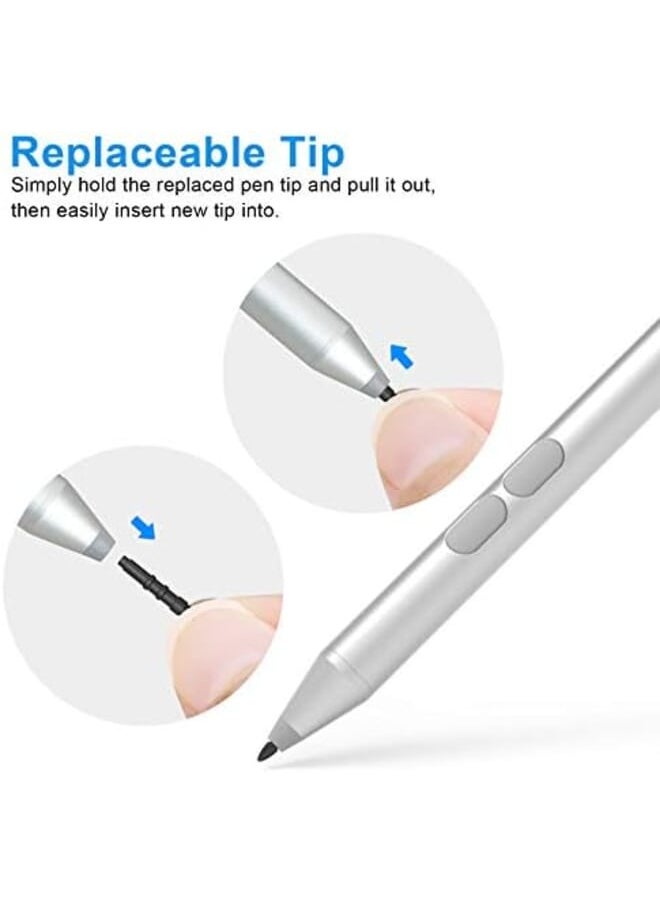 iafer - Stylus Pen For Surface 3000 Hours Working Time With 1024 Levels Pressure For Surface Pro 9 X 8 7 6 5 4 3 Surface Laptop 5 4 3 2 1 Laptop Studio Surface Book 3 2 1 Surface Go 3 2 1 Silver - Image 1