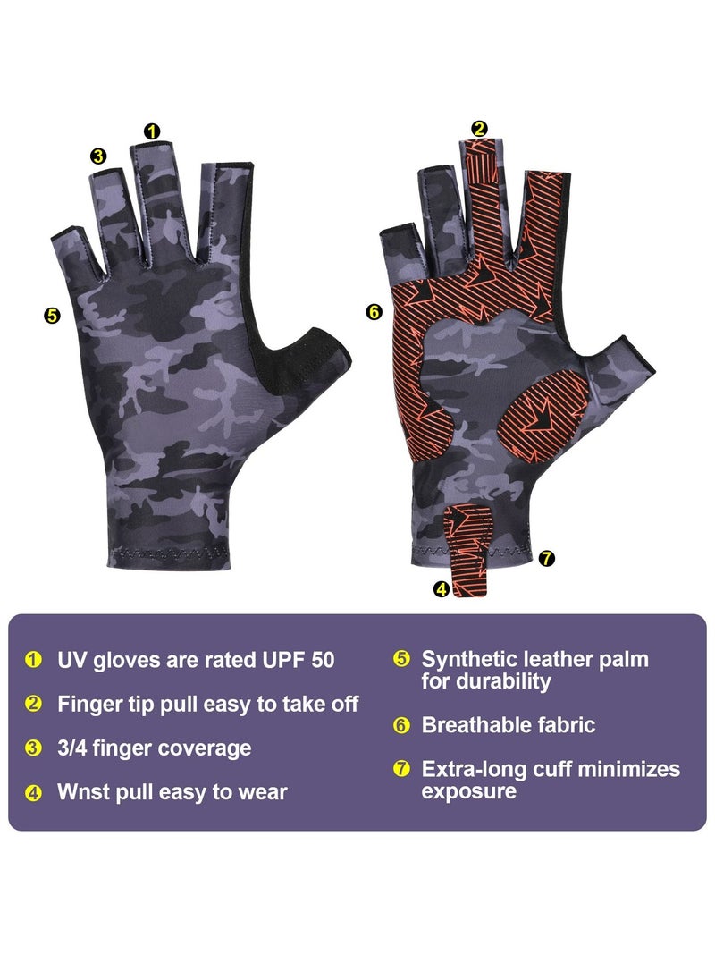 Excefore Camouflage Fishing Gloves, Fishing Gloves with Silicone, Pro Anti-Slip Sun Protection, Breathable Lightweight Fishing Archery Accessories Hunting Outdoors  - Image 2