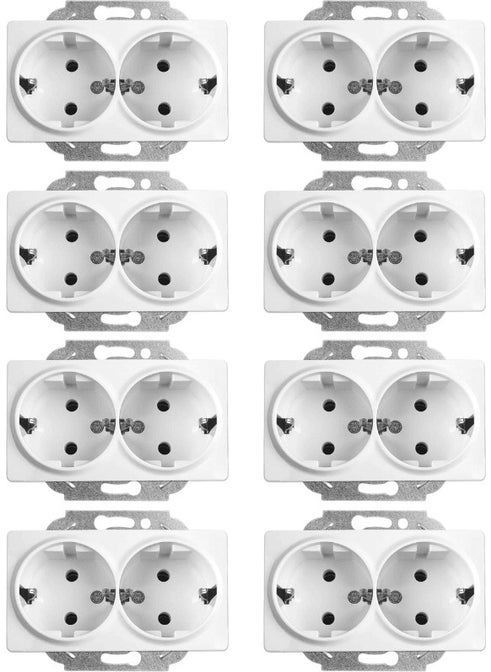 Linnera Double Grounded Socket White 90440056 (Frame Included) (8 Pcs)