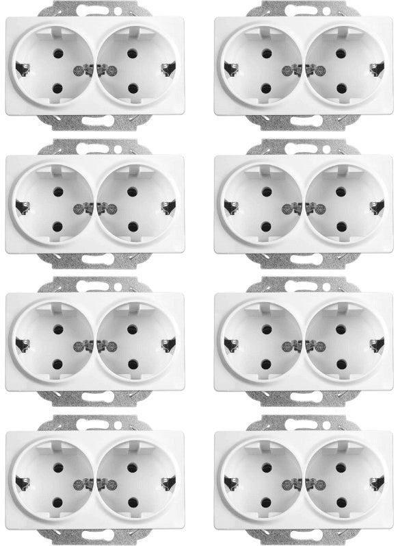 Viko Linnera Double Grounded Socket White 90440056 (Frame Included) (8 Pcs)  - Image 1